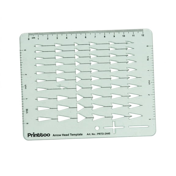 PRINTTOO Arrow Head Template Drafting Stencil Ruler for Technical Drawing, Engineering Design, Architecture, Geometry, Measuring, Diagram Making, Sketching Tool for Students, Artists & Professionals