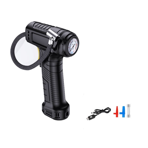 PRINxy 150PSI Tire Inflator Pump With Emergency LED Light-12V Car Tire Pump With Pressure Gauge-Car Accessories-Portable Compressor Pump For Cars,Motorcycles,Black,
