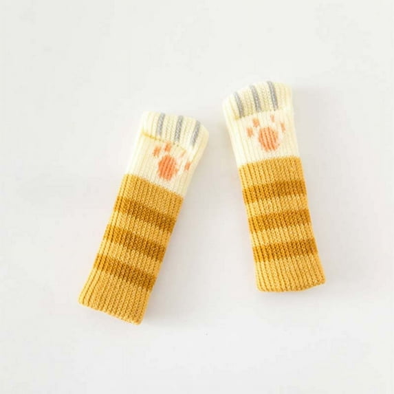 PRINxy 4Pcs Cute Cat Paw Furniture Leg Socks,Chair Leg Floor Protectors for Avoid Scratches,Fit Square Round Furniture Leg for Moving Easily and Reduce Noise,Yellow,