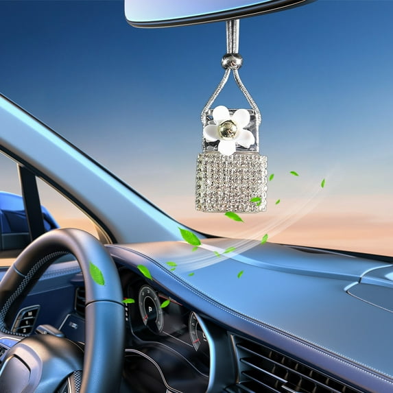 PRINxy Automotive Diamond Perfume Bottle Pendant Car Perfume Bottle Car Pendant Rearview Mirror Car Car Hanging Empty Bottle Silver