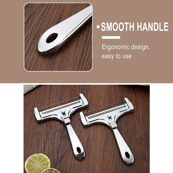 PRINxy Cheese Slicer With Adjustable Thickness-Wire Cheese Slicer For Mozzarella Cheese,Cheddar Cheese,Gouda Cheese-Cheese Slicers For Block Cheese Glossy Silver