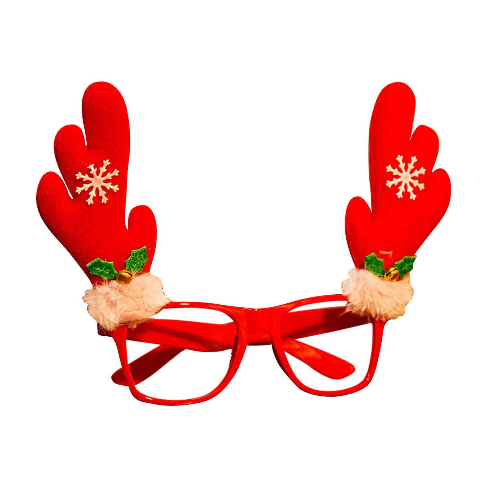 Prinxy Christmas Glasses Frame Glitter Christmas Decorations Santa Snowman Antler Glasses 4365