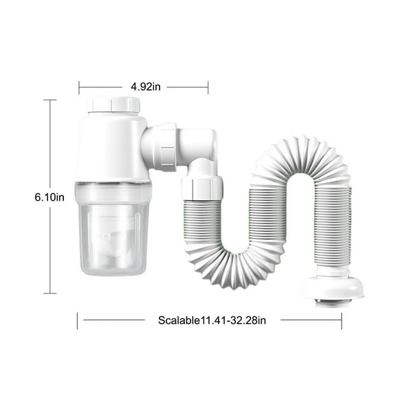 PRINxy Drain Pipe,Bathroom-Sink-Drainage-Kit,Bathroom Sink Expansion Pipe,Washbasin Extension Pipe,Down Pipe Trap Pipe for Kitchen Bathroom,Restroom White