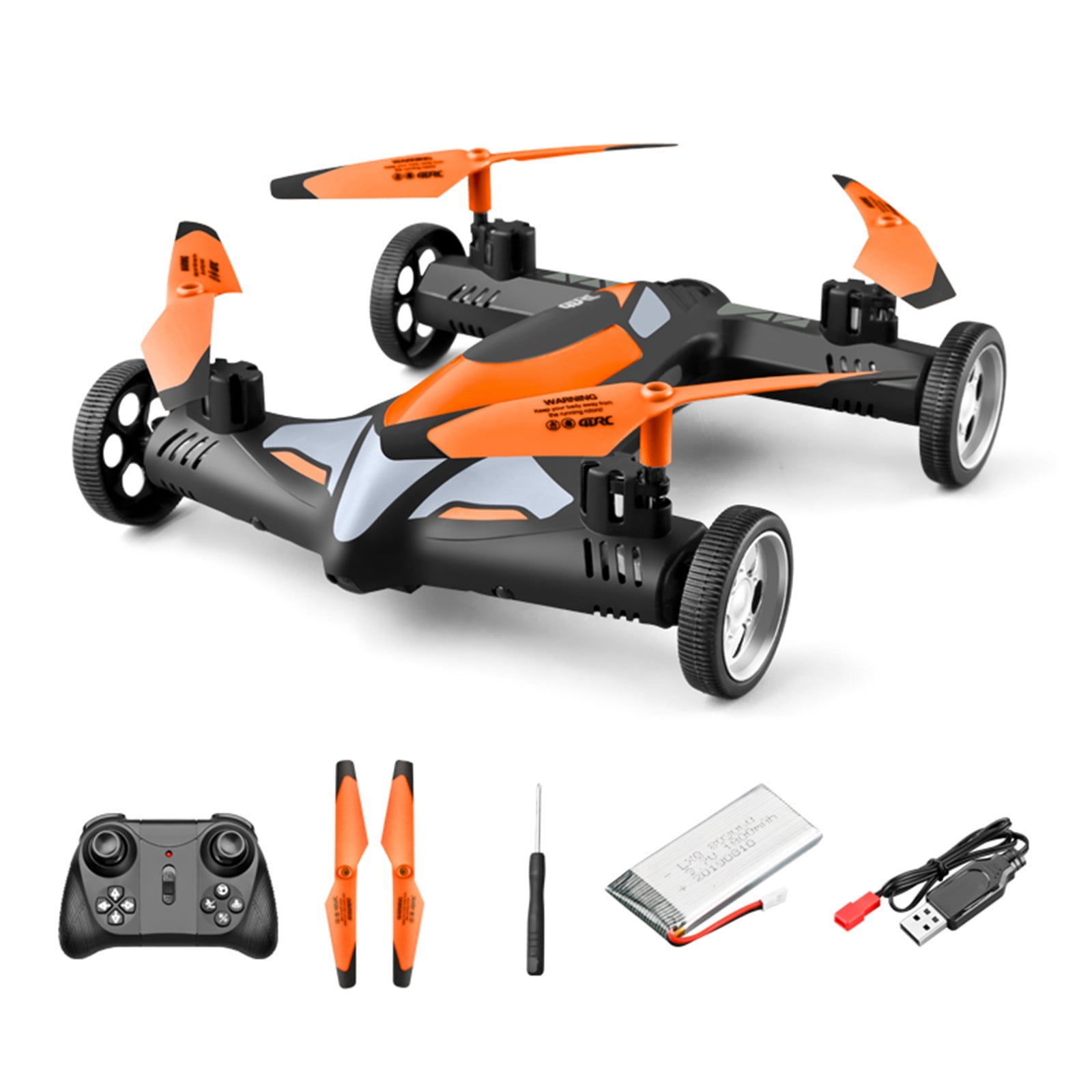 PRINxy Drone Flying Cars Quadcopter Ground with Remote Control Car with 360 Rolling Speed LED Lights Orange Walmart