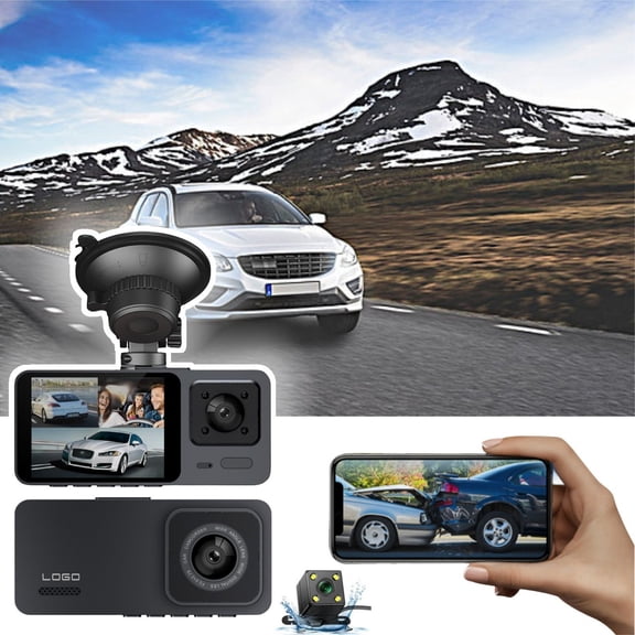 PRINxy Dual Dash Cam Front And Inside 1080P Dash Camera For Cars IR Night Vision Car Camera,APP WiFi Control,Gravity Induction,includ 16G Card Black
