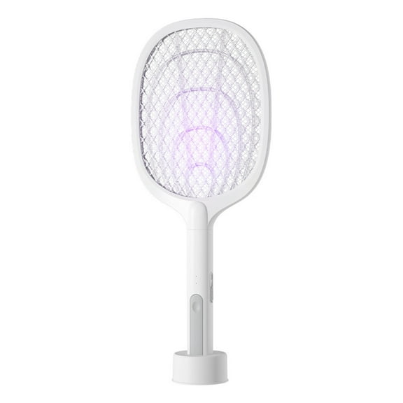 PRINxy Electric Fly Swatter,3000V Rechargeable 2 In 1 Fly Swatter Racket With Purple Light Fly Extinguisher Dual Mode For Indoor And Outdoor Home White