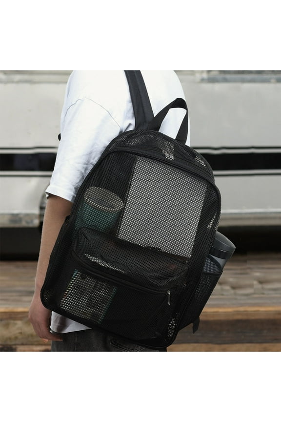 ® Transparent Mesh Backpacks, Beach Bag Extra Large Pool Mesh Backpack Large Beach Backpack For Beach Picnic Shopping Camping Grocery Black