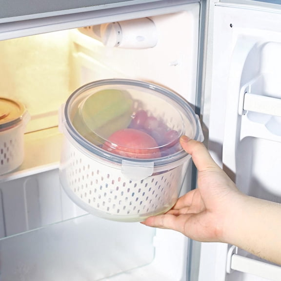 PRINxy Fruit Vegetable Storage Containers For Fridge Draining Fresh Containers 3 In 1 Produce Storage Containers Large Organizer Bins With Lid & Colander B M