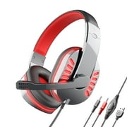 PRINxy Gaming Headset with Microphone,Computer Headphones Stereo Luminous Game Durable Computer Headset Headphones With Microphone Red