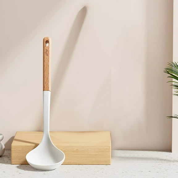 PRINxy High-Temperature Non-Stick Silica Gel Soup Ladle Food-Grade White Kitchen Spatula for Stir-Fry Elegant and Durable Soup Spoon for Family Use White