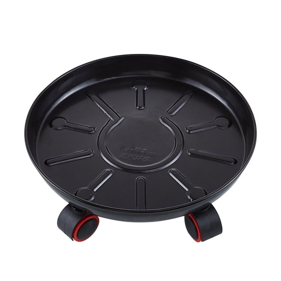 PRINxy Iron Metal Universal Wheel Base Circular Thickened Pad With Water Receiving Box,Movable Iron Metal Flower Pot With Roller Tray,Black,11.8In