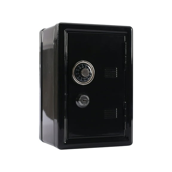 PRINxy Kids Bank Locker Safe With Key And Single Digit Lock,Metal Money Safe,Mini Password Cash Paper Money Savings Box Gift For Kids Boys And Girls Black