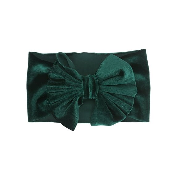 PRINxy Kids Headband & Headwraps,Toddler Baby Girls Cute Solid Color Gold Velvet Pleated Oversized Bow Headband Hair Accessories,Green,One Size