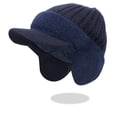thumbnail image 1 of PRINxy Men's Cable Knit Earflap Trapper Hat with Short Brim, Fleece Lined Thick Warm Cap for Winter Cycling Outdoor Activities Navy, 1 of 2