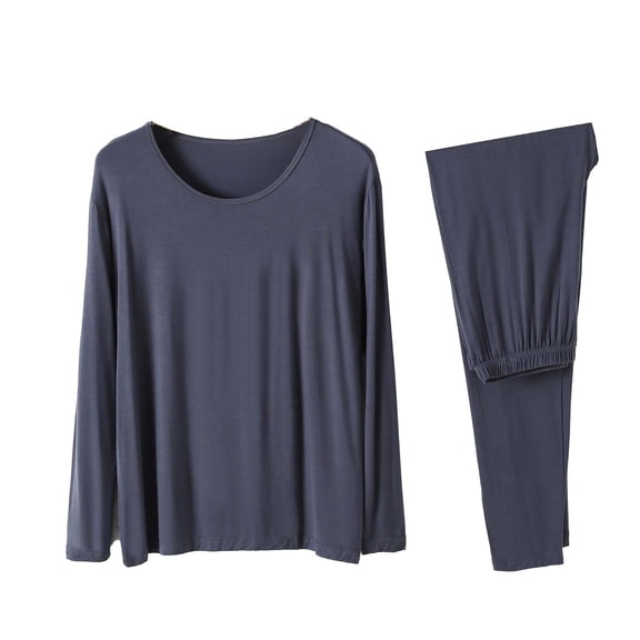 PRINxy Men's Comfy Modal Pajama Sets Lightweight Loungewear Sleepwear Sets Long Sleeve Tops and Elastic Waist Pants 2 Piece Outfits Dark Gray XL