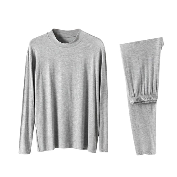 PRINxy Men's Comfy Modal Pajama Sets Lightweight Loungewear Sleepwear Sets Long Sleeve Tops and Elastic Waist Pants 2 Piece Outfits Gray XL