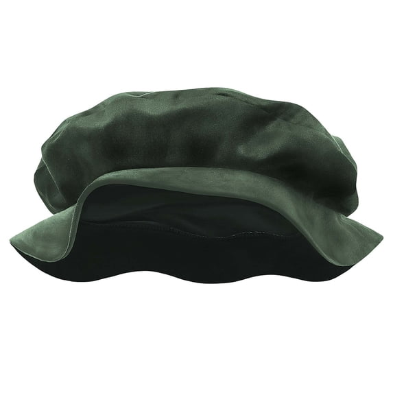 PRINxy Men’s Solid Velvet Renaissance Slouchy Tudor Flat Cap, Vintage Muffin Crown Costume Headwear for Medieval Themed Events Green