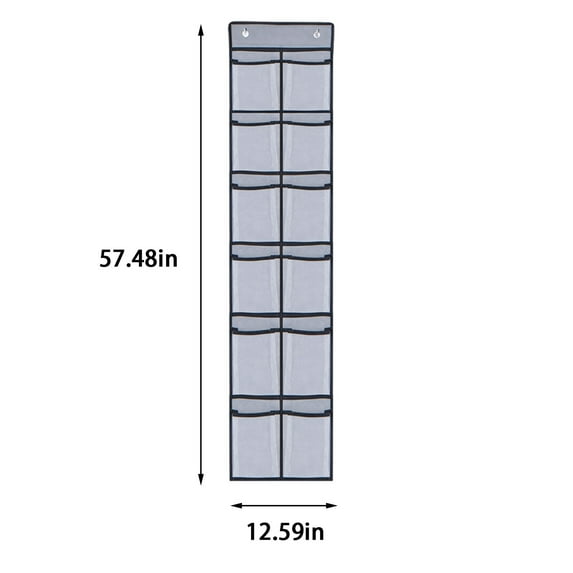 PRINxy Over The Door Shoe Rack For Door With 12 Large Mesh Pockets Fitted Hanging Shoe Organizer Sturdy Closet Door Shoe Storage Holder Gray