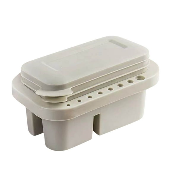 PRINxy Paint Brush Basin With Brushes Holder/Trays/Washer/PaletteBox-Artist Cleaner Cup For Watercolor Oil Acrylic Gouache Painting With Lid Beige
