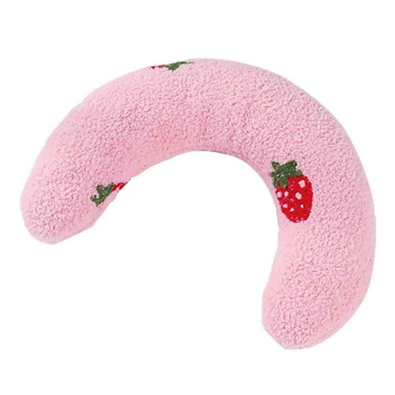 PRINxy Pets Calming Pillow,Small Dogs Calming Cervical Pillow,Ultra Soft Fluffy Pet Calming Toy Half Donut Cuddler,U-Shaped Pillow for Small Dogs Pet Neck Pillow Pink