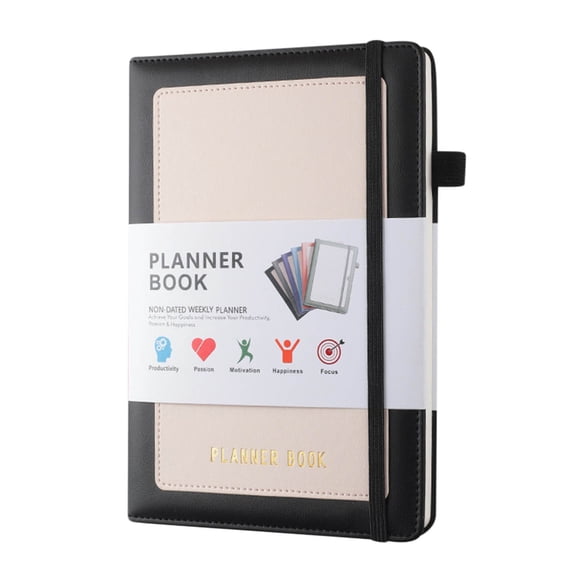 PRINxy Planner Weekly Planner/Monthly Planner/Undated Budget And Ledger/Financial Planning Log/Goal Recording Notebook/Planner For Home Office A5 Size Black