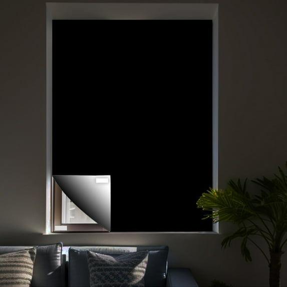 PRINxy Portable Travel Light Blocking Curtain - No Drilling Needed Easy-Attach Premium Easy Install Shade No Tools Required - Temporary Blinds, Perfect for Baby Nursery or Dorm Room Black