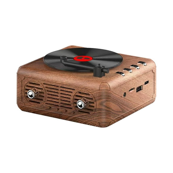 PRINxy Record Player Wireless Bluetooth Sound Retro Creatives Mini Portable Card Insert Small Speaker Subwoofer Gift Gray