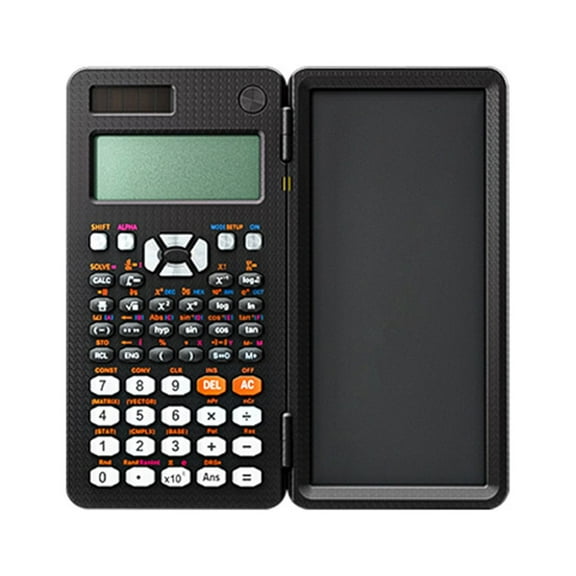 PRINxy Scientific Calculator,Scientific Calculators With Erasable LCD Writing Tablet,Solar Battery Power,Desktop Calculator With Notepad Black