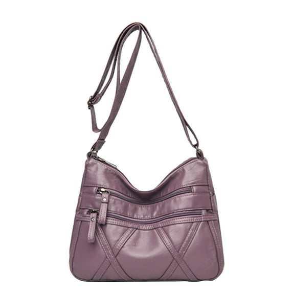 PRINxy Soft Leather Shoulder Bag,Mom's Bag,Ladies' Multi Compartment Crossbody Bag,Large Capacity Soft Leather Bag,Purple,