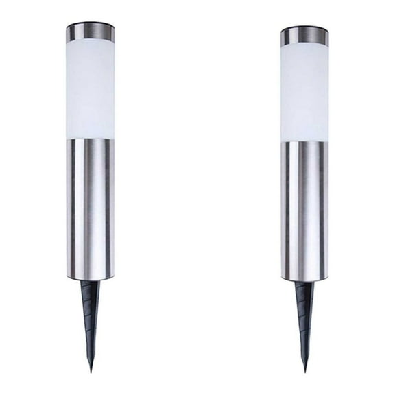 PRINxy Solar Energy Stainless Steel 3LED Modern Courtyard Outdoor Garden Cylindrical Outdoor Waterproof Light for Fences Garden Outdoor Decoration Silver