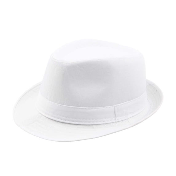 PRINxy Unisex Classic Solid Color Fedora Hat, Lightweight Breathable UV Protective Sun Cap for Business Party Daily Casual Outdoor Wear White