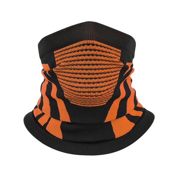 PRINxy Unisex Four Season Striped Knit Balaclava, Sweat Wicking Wind Block Neck Gaiter Headwear for Mountain Hiking & Cold Weather Ski Runs Orange