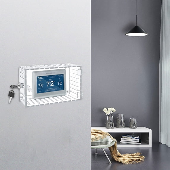 PRINxy Universal Thermostat Lock Box With Key,Clear Large Thermostat Cover For Thermostat On Wall,Thermostat Guard Fits Thermostats 7H X 4 5W Inches Or Smaller Clear