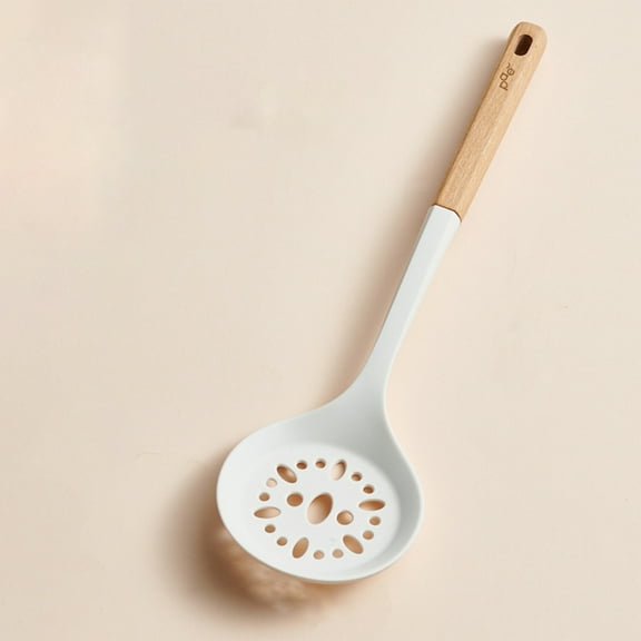 PRINxy White Silicone Non-Stick Spatula Kitchen Tool High Temperature Cooking Spoon with Drainage Food-Grade Heat-Resistant Colander for Kitchen White