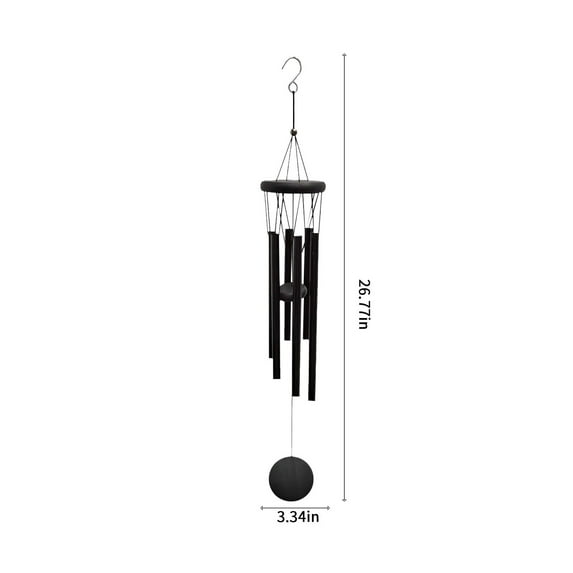 PRINxy Wind Chimes Outdoor Deep Tone, Wind Chime Outdoor Sympathy Wind-Chime With 6 , Elegant Chime For Garden Patio Black Windchimes Black