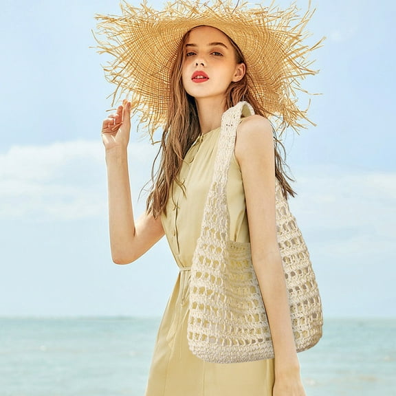 PRINxy Women Straw Crochet Backpack Flap Drawstring Shoulders Bag Casual Beach Daypack Clutch Bag Straw Purse For Girls Summer Beach Crossbody Handbags Beige