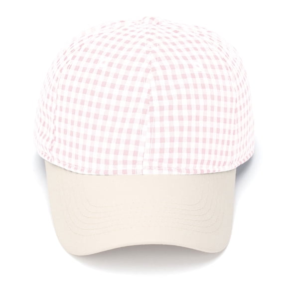 PRINxy Women's Classic Gingham Check Cotton Soft Top Baseball Cap, Casual Curved Brim Sun Hat for Daily Errands & Outdoor Walks Pink