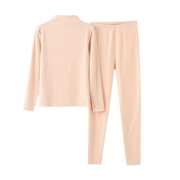 PRINxy Women's Fleece Pajama Sets 2 Piece Outfits Long Sleeve Mock Neck Tops and Elastic Waist Pants Casual Warm Sleepwear Loungewear Sets Khaki M