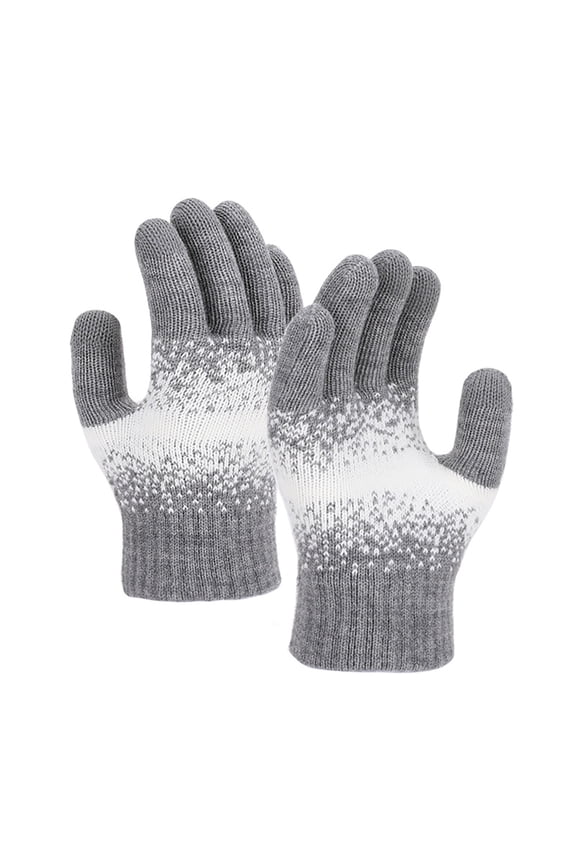 Women’s Gradient Knit Touch Screen Gloves, Soft Ribbed Cuff Warm Accessory For Cold Daily Casual Trips Gray