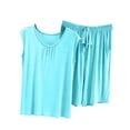 thumbnail image 1 of PRINxy Women's Modal Pajama Sets Loose Summer Cooling Short Pj Short Sleeve Crewneck Sleepwear and Elastic Waist Shorts Lightweight 2 Piece Loungewear Sky Blue L, 1 of 7