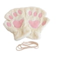 thumbnail image 1 of PRINxy Women’s Plush Paw Print Convertible Mitten Gloves, Furry Lined Warm Accessory For Cold Weather Indoor Daily Use White, 1 of 2