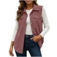 thumbnail image 1 of PRINxy Women's Point Collar Sleeveless Mid Length Casual Shirt Vest Jacket With Button Front Chest Pockets Outerwear For Brunch Date Pink M, 1 of 9