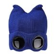 thumbnail image 1 of PRINxy Women’s Ribbed Knit Beanie Built-In Cartoon Goggle Panel Cuffed Wind Resistant Warm Headwear for Ski Trips & Outdoor Adventures Blue, 1 of 2