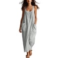 thumbnail image 1 of PRINxy Women's Sleeveless U Neck Linen Maxi Dress with Pockets Boho Flowy Long Dress for Summer Beach Vacation Daily Casual Wear Gray XXL, 1 of 7