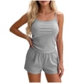 thumbnail image 1 of PRINxy Women's Solid Crew Neck Cami Pajama Set Sleeveless Top + Shorts Minimalist Daily Ladies Loungewear Gray M, 1 of 5