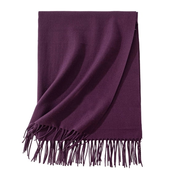 PRINxy Women’s Solid Fringe Warm Wrap Shawl, Soft Thick Long Neck Scarf For Winter City Walks Daily Cold Errands Purple