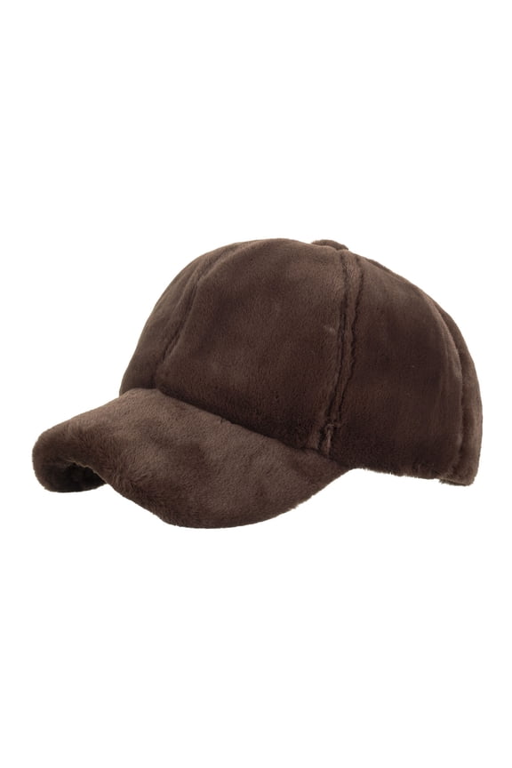 Women’s Solid Short Plush Baseball Cap, Soft Warm Wind Block Headwear for Fall Coffee Runs & Outdoor Shopping Trips Coffee