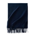 thumbnail image 1 of PRINxy Women’s Solid Smooth Fringe Warm Wrap, Thick Long Neck Shawl For Evening Outings City Winter Styling Dark Blue, 1 of 3