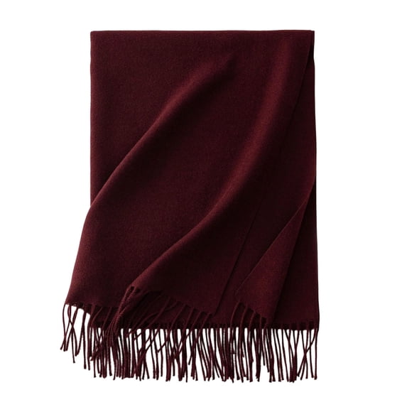 PRINxy Women’s Solid Smooth Fringe Warm Wrap, Thick Long Neck Shawl For Evening Outings City Winter Styling Wine