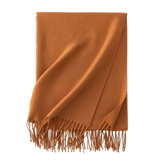 PRINxy Women’s Solid Soft Fringe Thermal Scarf, Plush Long Neck Shawl For Outdoor Skiing Holiday Travel Days Brown